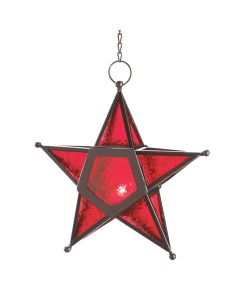 RED GLASS STAR LANTERN